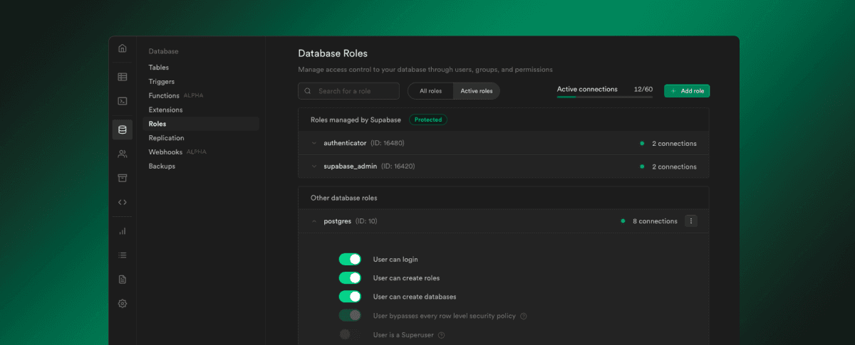 New UI for Postgres Roles